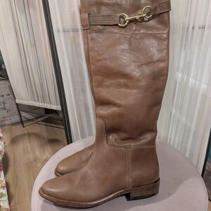 Brown Leather Knee-High Boots